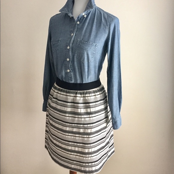 LOFT Dresses & Skirts - Loft silk skirt | Black + White striped | Sz 12 LOFT Dresses & Skirts - Loft silk skirt | Black + White striped | Sz 12